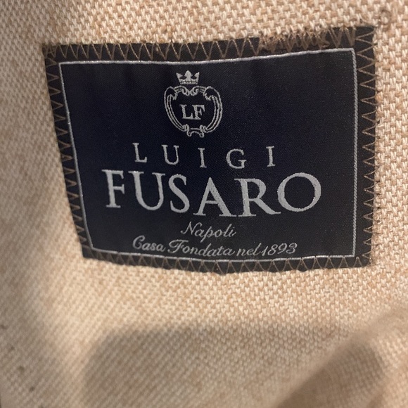 Mens cotton/linen sport coat. Size 60. Beige. Made and purchased in Italy. - Picture 4 of 5